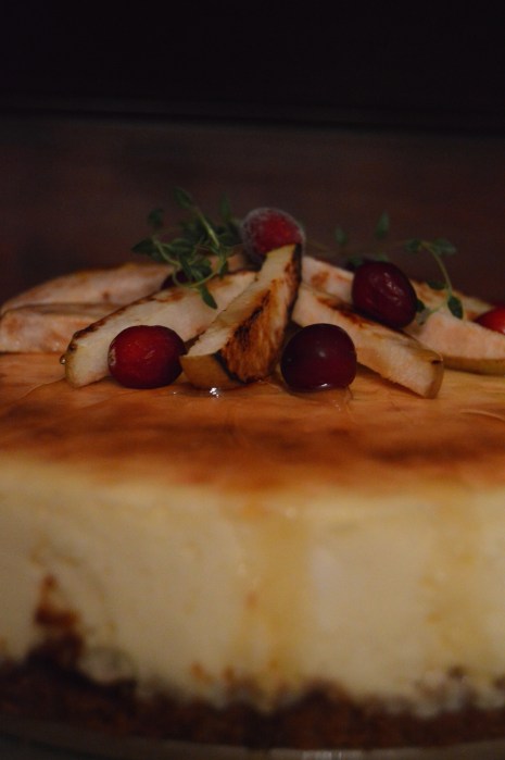 Amaretto Cheesecake With Roasted Pears and Honey: The Briarwood Baker